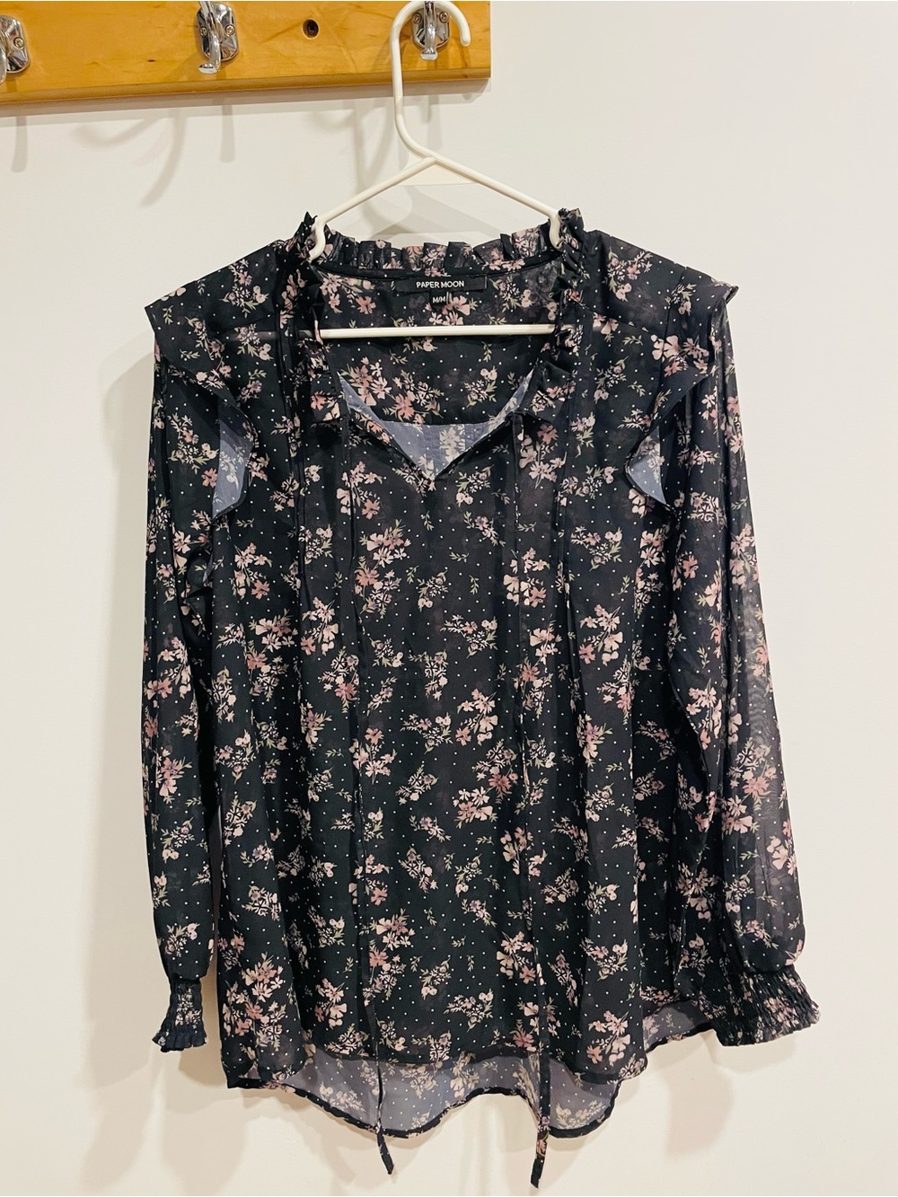 Papermoon Floral Long Sleeve Top - Blue and Pink